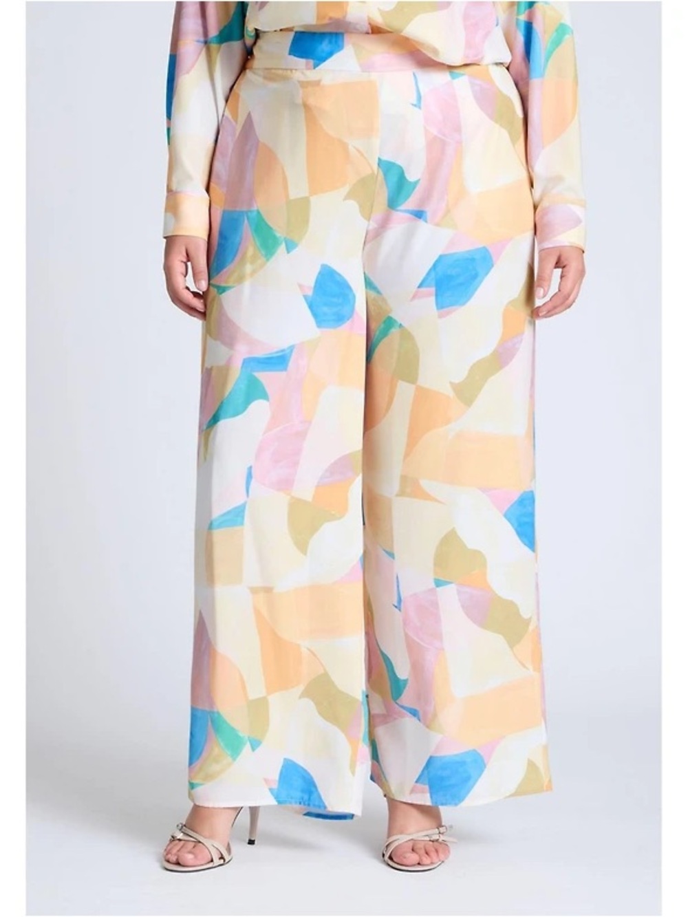 NWT ELOQUII SIZE 20 Printed Wide Leg Pant pants pastel multicolor